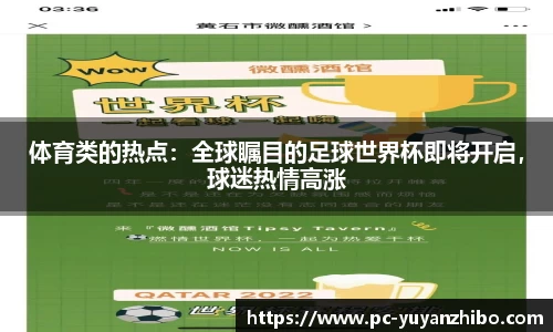 体育类的热点：全球瞩目的足球世界杯即将开启，球迷热情高涨